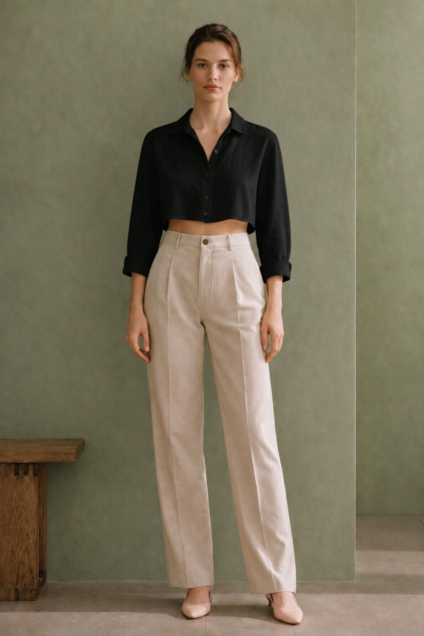 Lazy French Cotton Linen Croptop